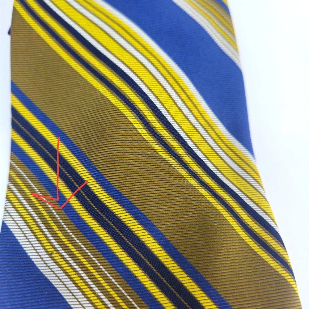 Vintage 1970s MCM Tate Browns Mens Striped Blue Gold 4